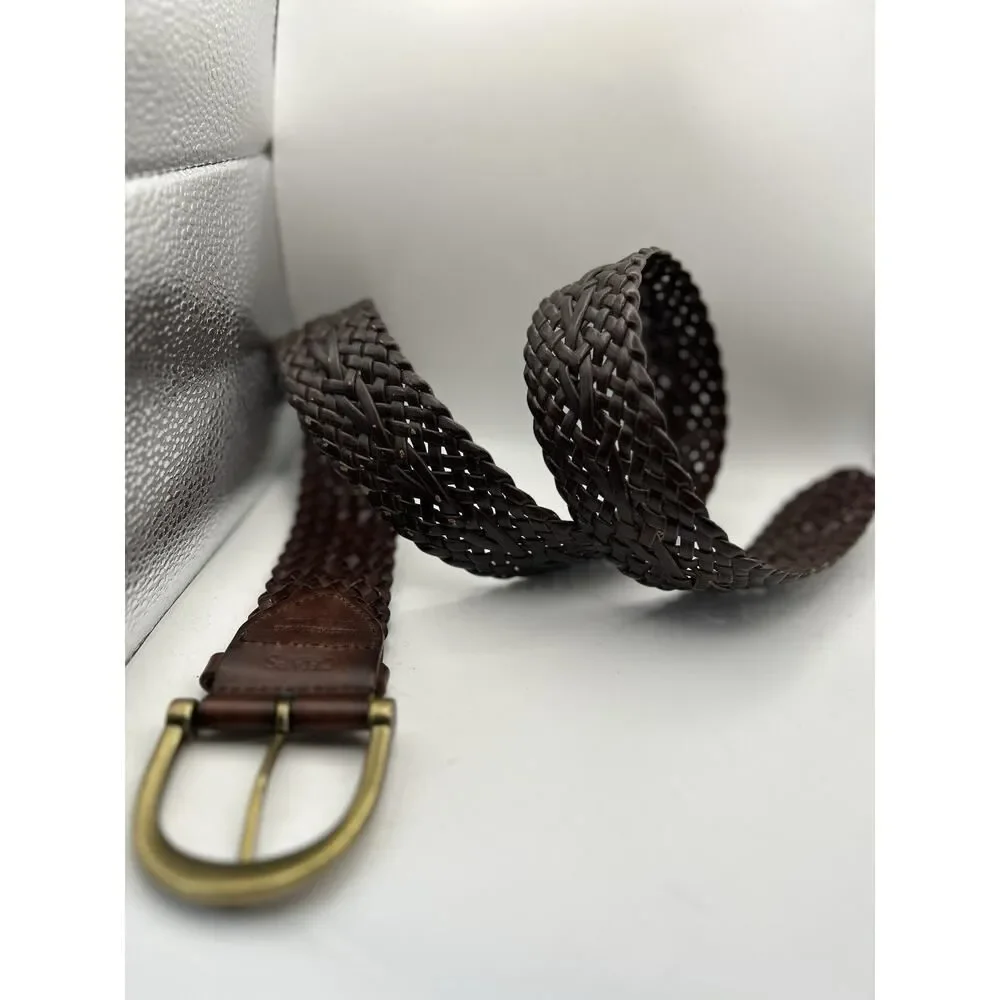 Vintage Chaps Brown braided leather belt NWT Medium